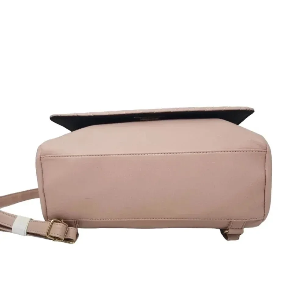 Blush Pink Square Quilted Convertible Backpack Purse
